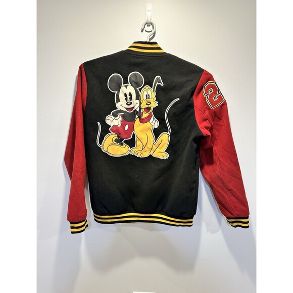 Disney Mickey Mouse & Pluto Hello Folks! Varsity Letterman Red/Black Jacket XL - Picture 6 of 16